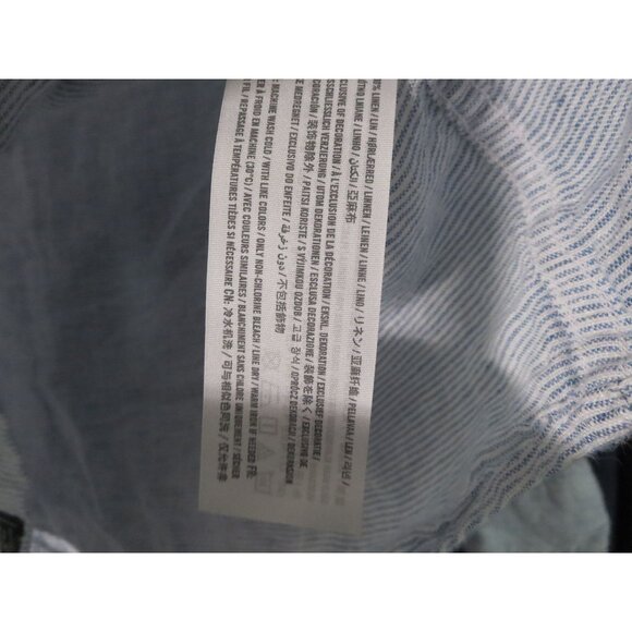 Abercrombie & Fitch Button Down Dress Shirt Blue White Stripe Linen Mens Large - Picture 5 of 5